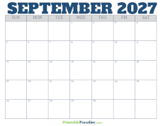 Free Blank September 2027 Calendar