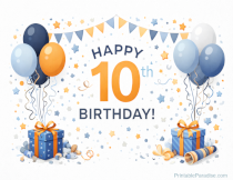 Free Happy 10th Birthday Sign