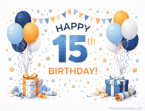 Free Happy 15th Birthday Sign