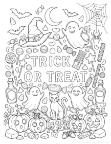 Halloween Trick or Treat Coloring Sheet