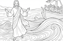 Jesus Walking on Water Coloring Page