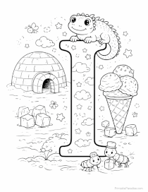 Letter I Coloring Sheet