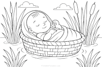 Moses in a Basket Coloring Page