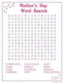 Mother's Day Word Search Puzzle