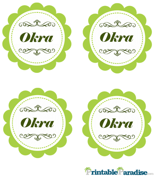 Printable Okra Jar Canning Labels