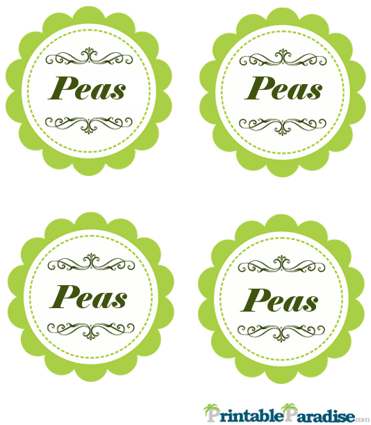 Printable Peas Jar Canning Labels