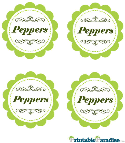 Printable Peppers Jar Canning Labels