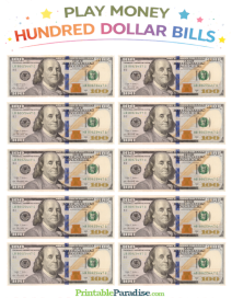 Fake Play Money 100 Dollar Bills