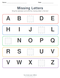 Missing Letters Worksheets