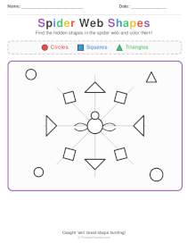 Spider Shape Search Worksheets