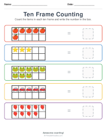 Ten Frame Worksheets