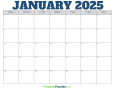 Printable 2025 Monthly Calendars