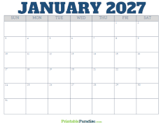 Printable 2027 Monthly Calendars
