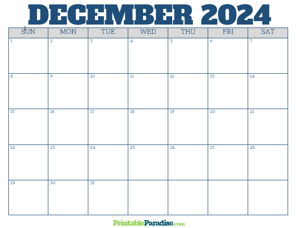 Printable December 2024 Calendar