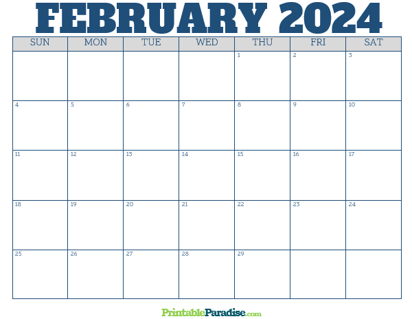 Printable February 2024 Calendar