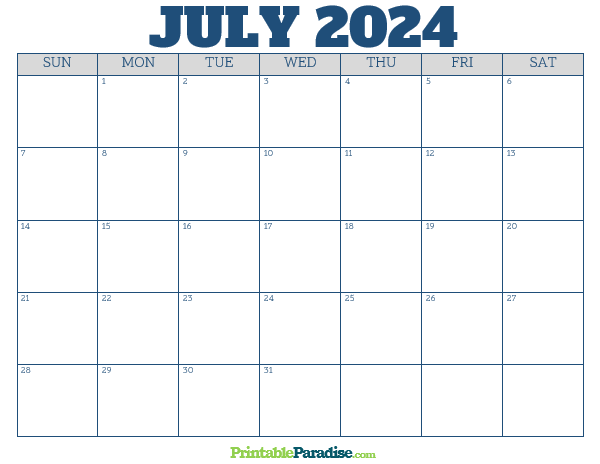 Printable July 2024 Calendar