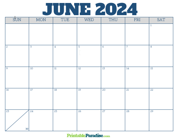 Printable June 2024 Calendar