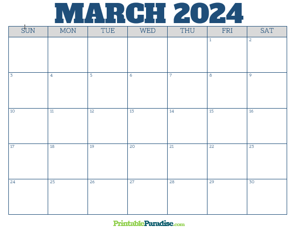 Printable March 2024 Calendar