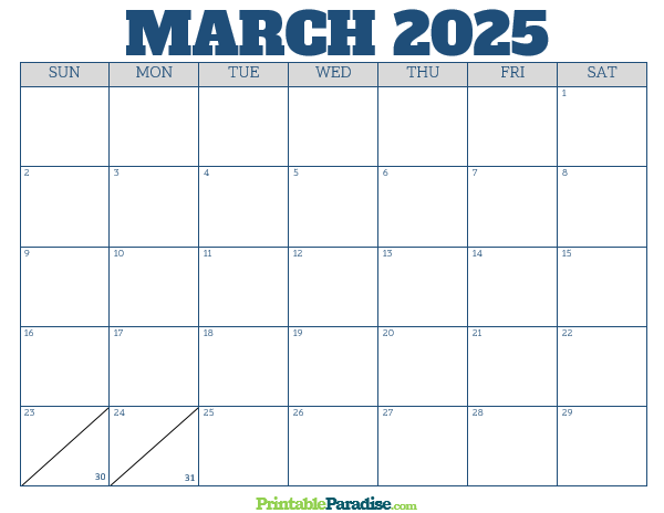 Printable March 2025 Calendar