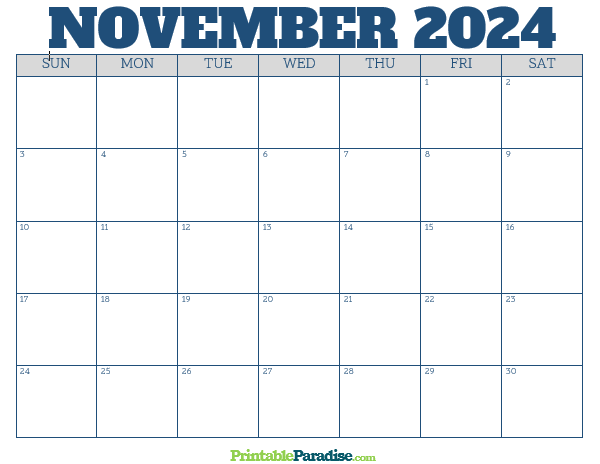 Printable November 2024 Calendar