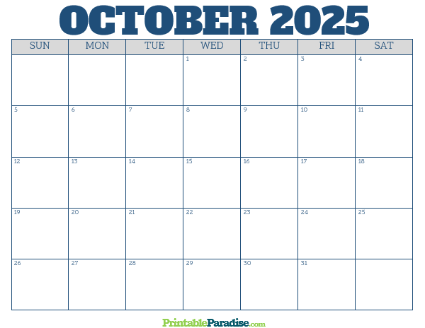 Printable October 2025 Calendar