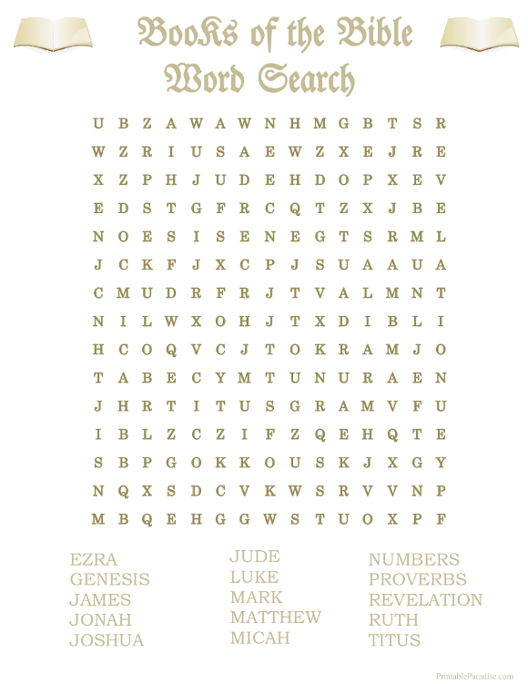Printable Books in the Bible Word Search