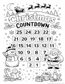 Christmas Countdown Sheet