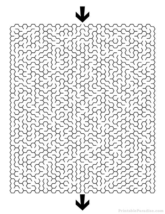 Printable Difficult Hexagon Maze