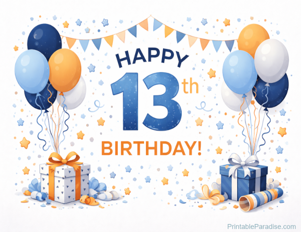 Printable Happy 13th Birthday Sign