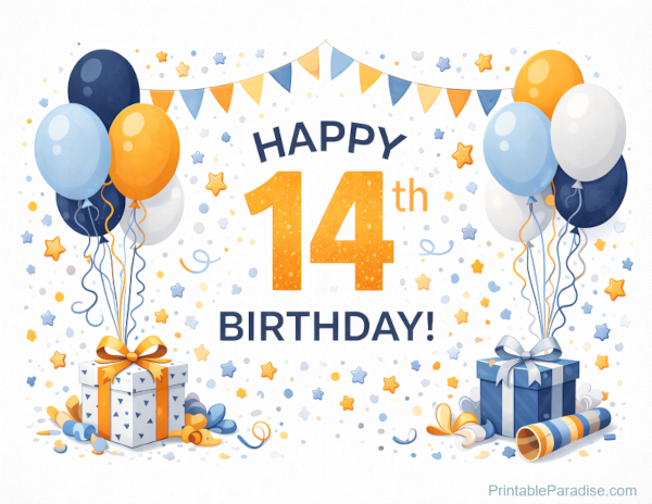 Printable Happy 14th Birthday Sign