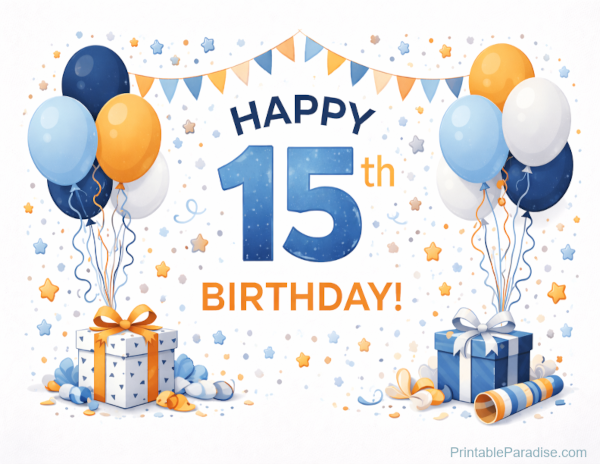 Printable Happy 15th Birthday Sign
