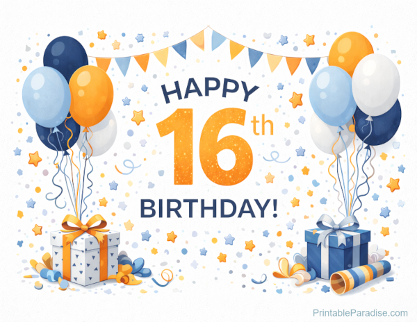 Printable Happy 16th Birthday Sign