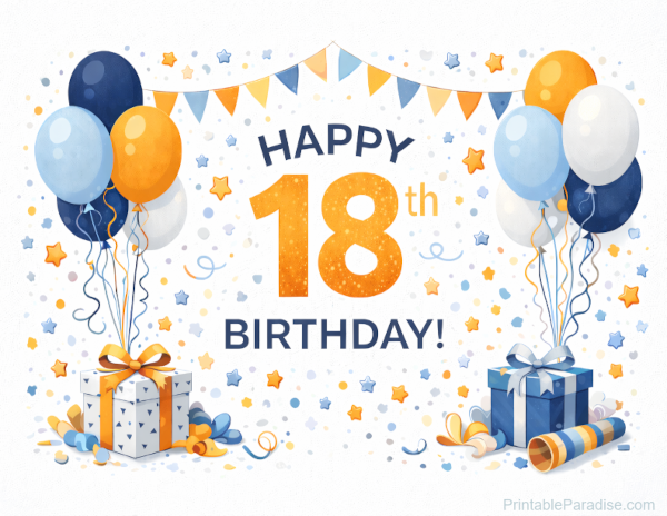 Printable Happy 18th Birthday Sign