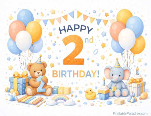 Printable Happy 2nd Birthday Sign