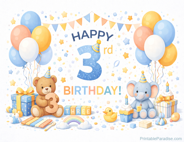Printable Happy 3rd Birthday Sign