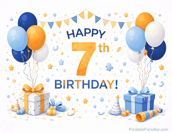 Printable Happy 7th Birthday Sign