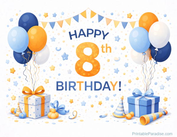 Printable Happy 8th Birthday Sign