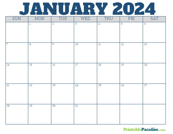 Printable January 2024 Calendar