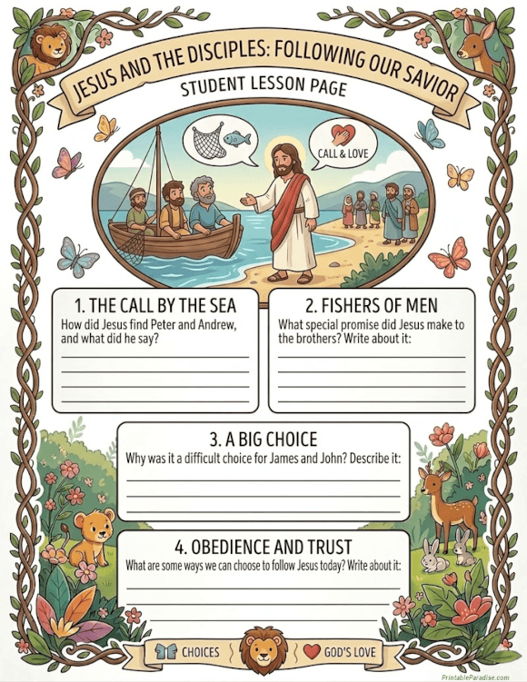 Printable Jesus and the Disciples Lesson Worksheet