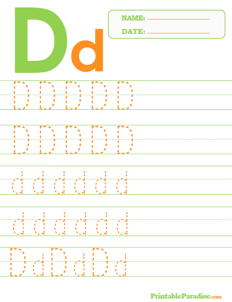 Printable Letter D Tracing Worksheet
