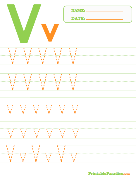Printable Letter V Tracing Worksheet