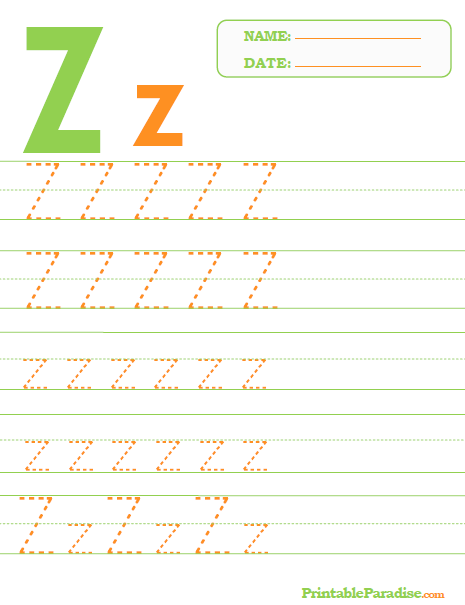 Printable Letter Z Tracing Worksheet