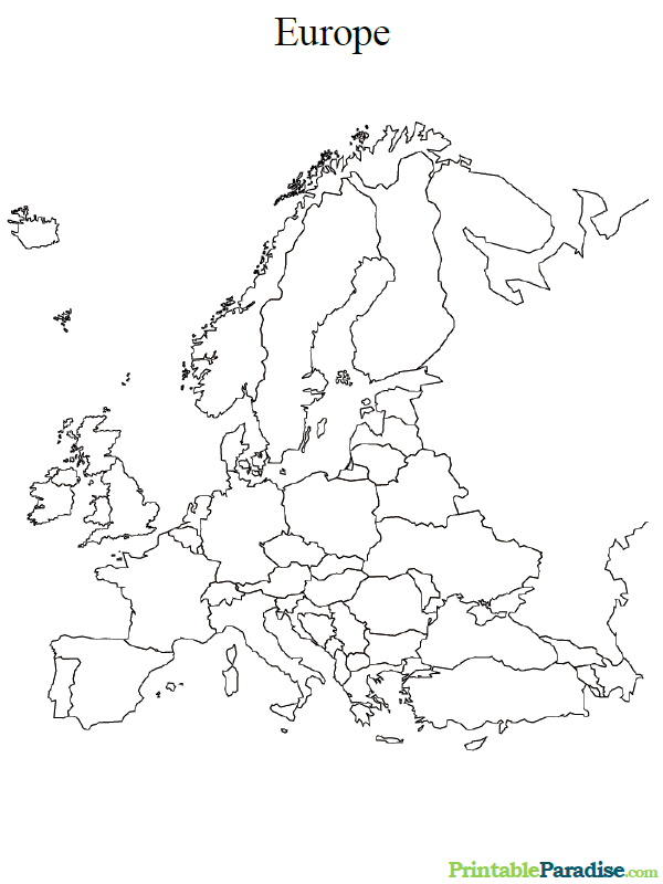 Printable Map of Europe