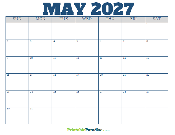 Printable May 2027 Calendar