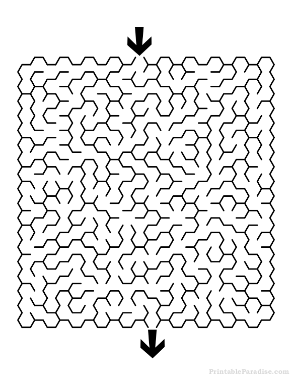 Printable Medium Hexagon Maze