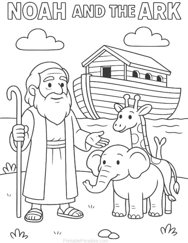 Printable Noah and the Ark Coloring Page