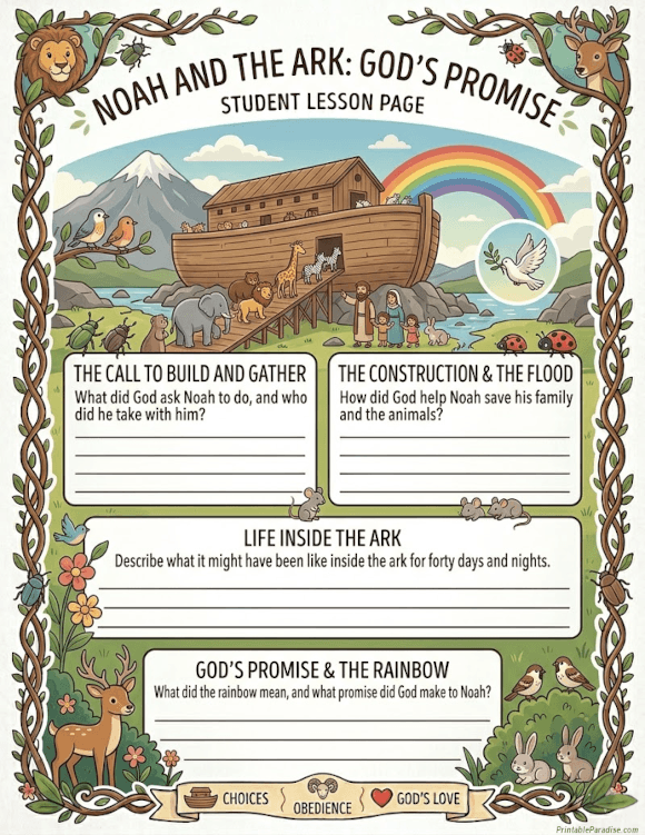Printable Noah and the Ark Lesson Worksheet
