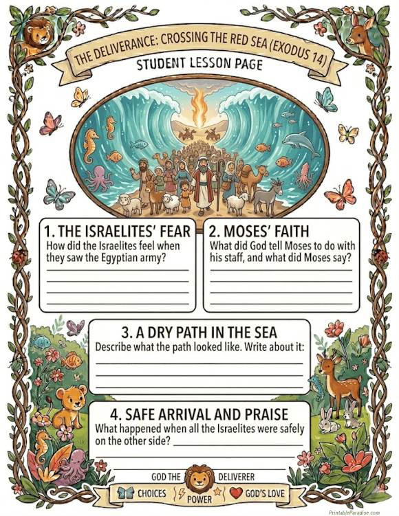 Printable Parting of the Red Sea Lesson Worksheet