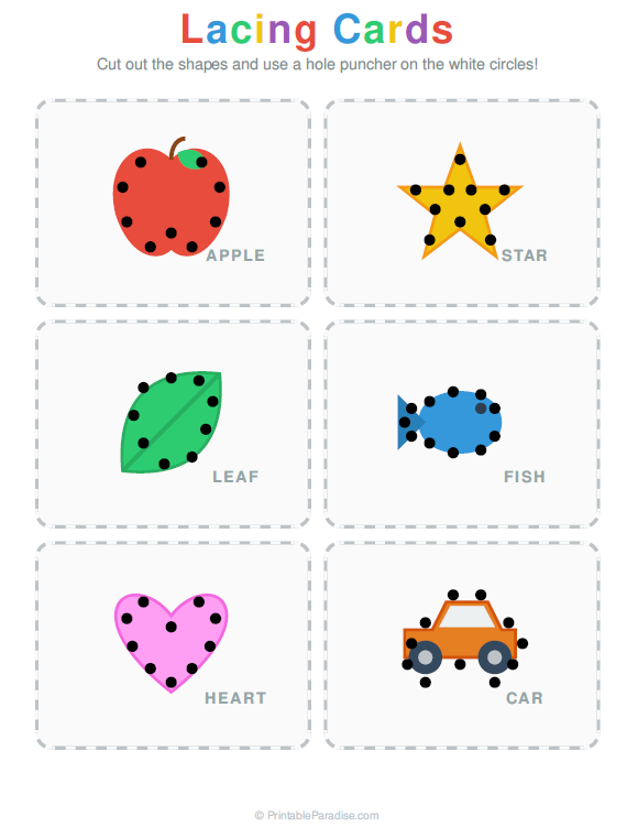 Printable Preschool Lacing Cards Worksheet