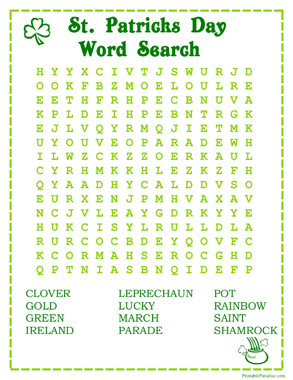 Printable St. Patricks Day Word Search
